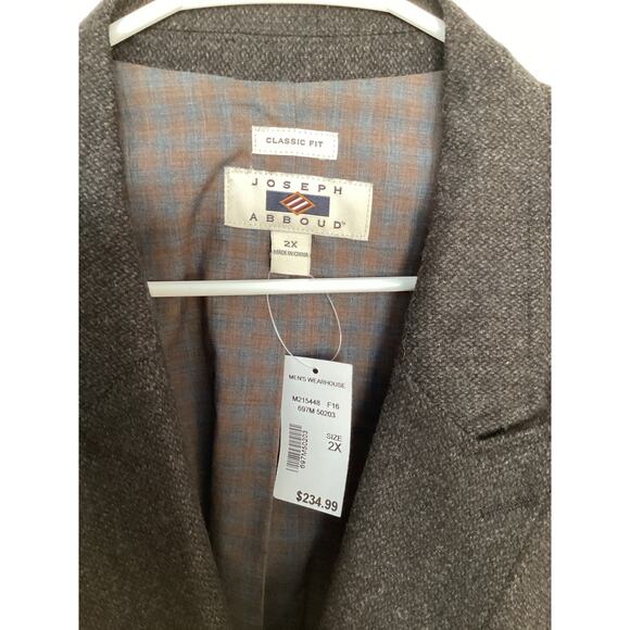 NWT Joseph Abboud Men's Classic Fit Elbow Patch Blazer Sport Coat Brown Size 2X - Picture 5 of 15